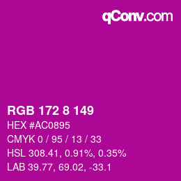 カラーコード: RGB 172 8 149 | qconv.com