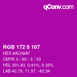 カラーコード: RGB 172 8 167 | qconv.com