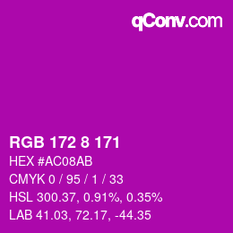 Color code: RGB 172 8 171 | qconv.com