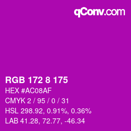 Color code: RGB 172 8 175 | qconv.com
