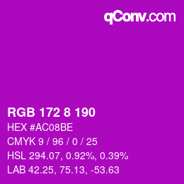 Color code: RGB 172 8 190 | qconv.com