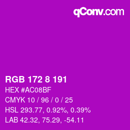 颜色代码: RGB 172 8 191 | qconv.com