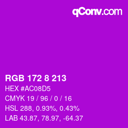 颜色代码: RGB 172 8 213 | qconv.com