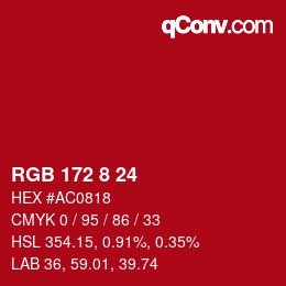 カラーコード: RGB 172 8 24 | qconv.com