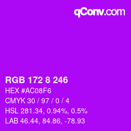 Color code: RGB 172 8 246 | qconv.com