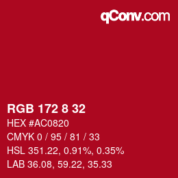 Color code: RGB 172 8 32 | qconv.com