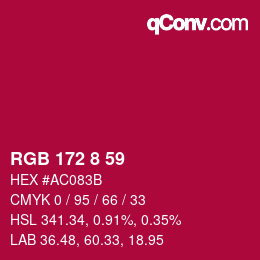 カラーコード: RGB 172 8 59 | qconv.com