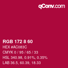 カラーコード: RGB 172 8 60 | qconv.com