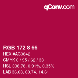 颜色代码: RGB 172 8 66 | qconv.com