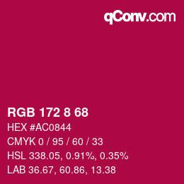 カラーコード: RGB 172 8 68 | qconv.com