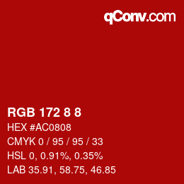 Farbcode: RGB 172 8 8 | qconv.com