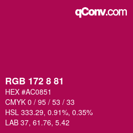 Color code: RGB 172 8 81 | qconv.com