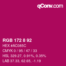 Color code: RGB 172 8 92 | qconv.com