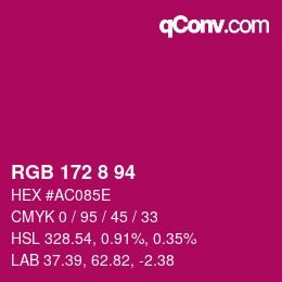 カラーコード: RGB 172 8 94 | qconv.com