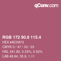カラーコード: RGB 172 90.8 115.4 | qconv.com