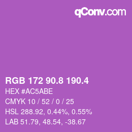 カラーコード: RGB 172 90.8 190.4 | qconv.com