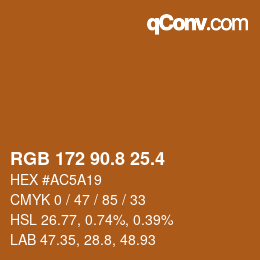 カラーコード: RGB 172 90.8 25.4 | qconv.com