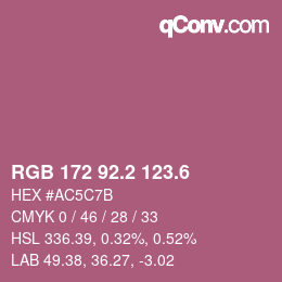 カラーコード: RGB 172 92.2 123.6 | qconv.com