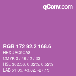 カラーコード: RGB 172 92.2 168.6 | qconv.com