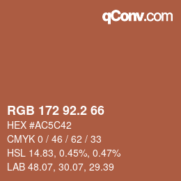 カラーコード: RGB 172 92.2 66 | qconv.com