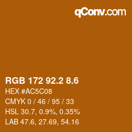 カラーコード: RGB 172 92.2 8.6 | qconv.com