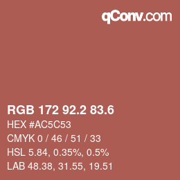 カラーコード: RGB 172 92.2 83.6 | qconv.com