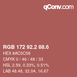 カラーコード: RGB 172 92.2 88.6 | qconv.com