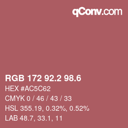 カラーコード: RGB 172 92.2 98.6 | qconv.com