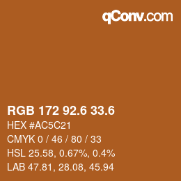 カラーコード: RGB 172 92.6 33.6 | qconv.com