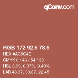 カラーコード: RGB 172 92.6 78.6 | qconv.com