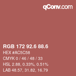 カラーコード: RGB 172 92.6 88.6 | qconv.com