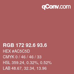 カラーコード: RGB 172 92.6 93.6 | qconv.com