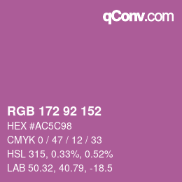 カラーコード: RGB 172 92 152 | qconv.com