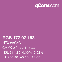 カラーコード: RGB 172 92 153 | qconv.com