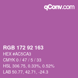 Color code: RGB 172 92 163 | qconv.com