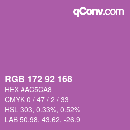 カラーコード: RGB 172 92 168 | qconv.com