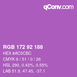 颜色代码: RGB 172 92 188 | qconv.com