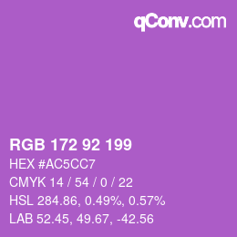 颜色代码: RGB 172 92 199 | qconv.com