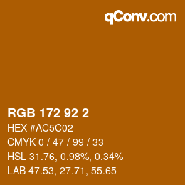 颜色代码: RGB 172 92 2 | qconv.com