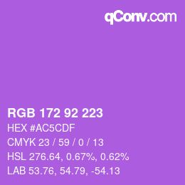 カラーコード: RGB 172 92 223 | qconv.com