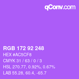 カラーコード: RGB 172 92 248 | qconv.com