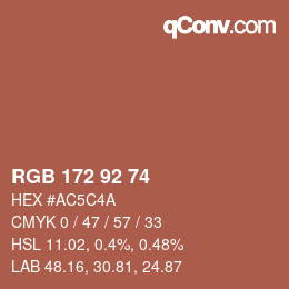 颜色代码: RGB 172 92 74 | qconv.com