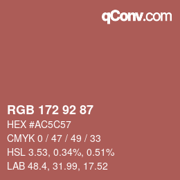 颜色代码: RGB 172 92 87 | qconv.com