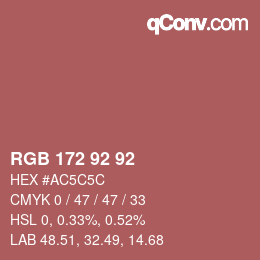 Color code: RGB 172 92 92 | qconv.com