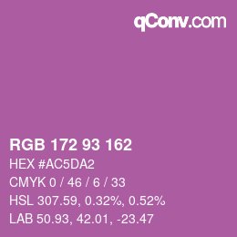 カラーコード: RGB 172 93 162 | qconv.com