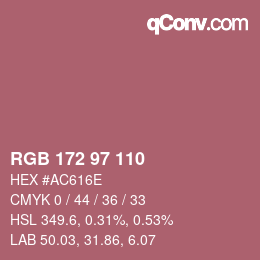 颜色代码: RGB 172 97 110 | qconv.com