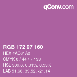 Color code: RGB 172 97 160 | qconv.com