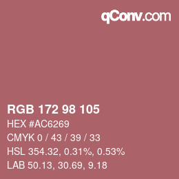カラーコード: RGB 172 98 105 | qconv.com
