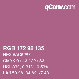 Farbcode: RGB 172 98 135 | qconv.com