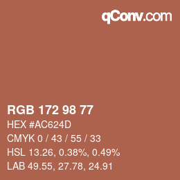 カラーコード: RGB 172 98 77 | qconv.com
